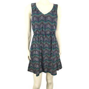 Women's IZ Byer Chevron Geometrical Sleeveless Dress Triangle Back Small